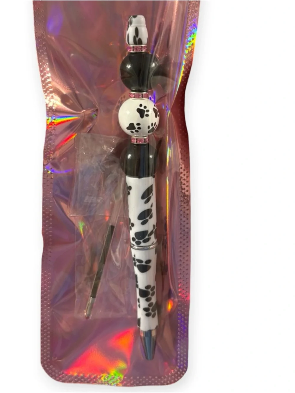 Paw Print Beaded Pen in Black & White